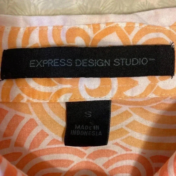 Express Design Studio Orange‎ Floral 100% Cotton Button Down Size S - Picture 2 of 8